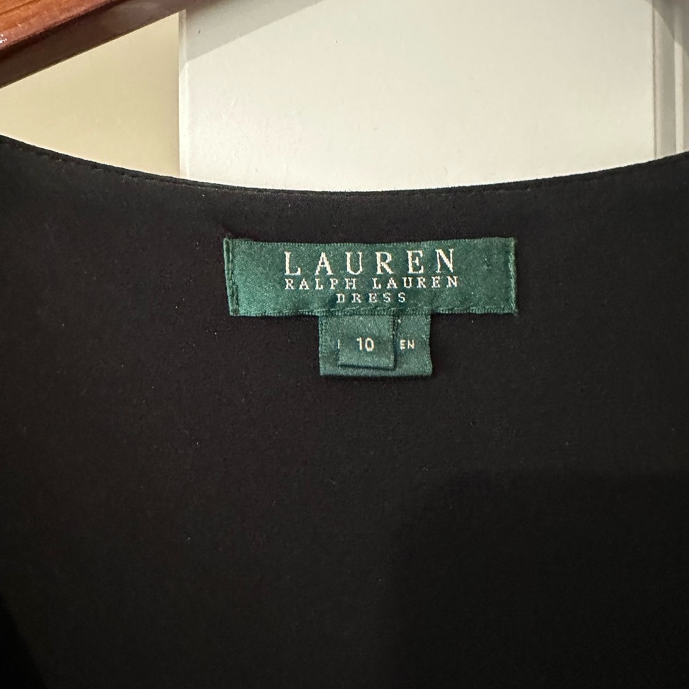 Ralph Lauren Black Surplice Long Sleeve Midi Dress - Picture 2 of 3